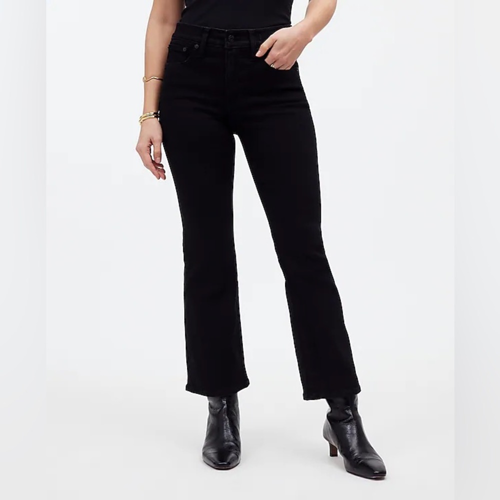 Madewell Tall Kick Out Crop Jeans In Black Rinse Wash Size 27T NWOT